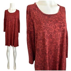 Gudrun Sjödén “Kalejdoskop" (Kaleidoscope) tunic dress Sz S Rust/Burgundy